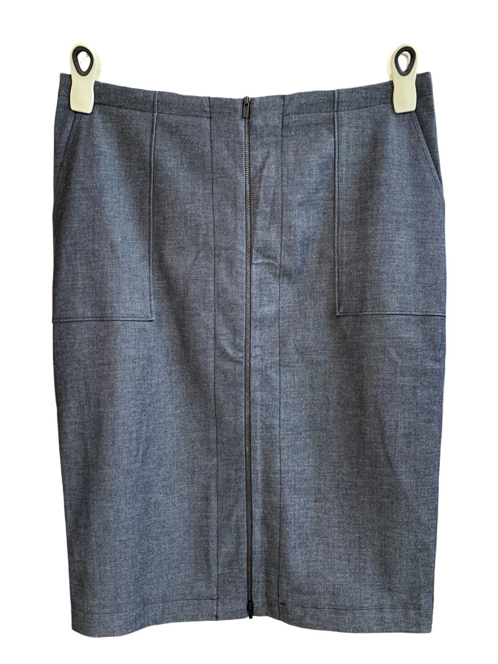 Halogen Blue Gray Front-Zip Pencil Skirt Size 14 - Picture 3 of 10